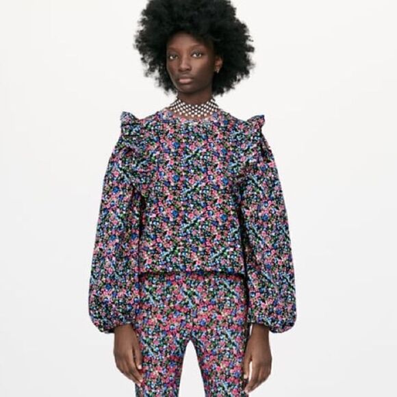 ZARA COMBINATION FLORAL SWEATSHIRT - Picture 5 of 8